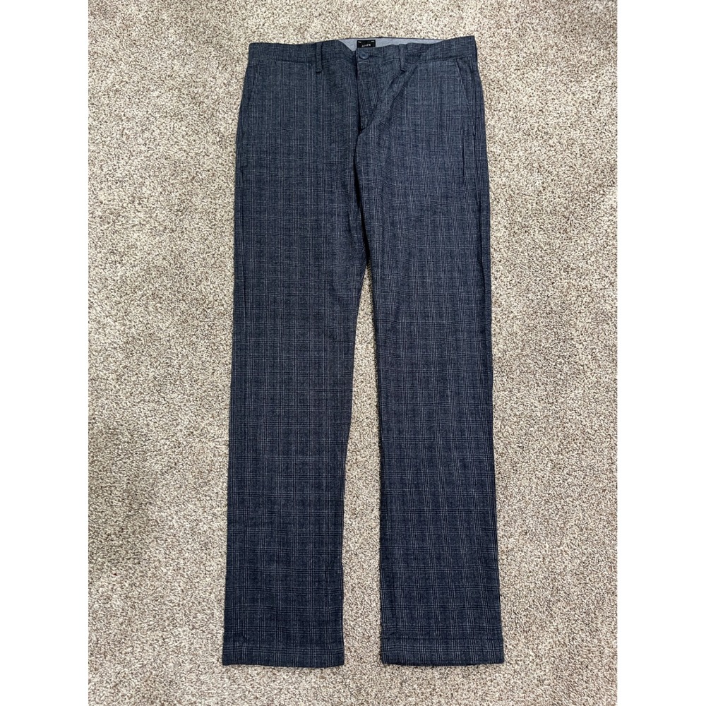 J.Crew 484 Slim Stretch Chinos Navy Blue Glen Plaid Pants 32x34 NEW